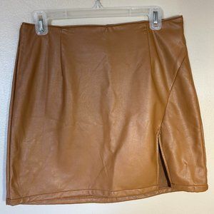 Brown faux leather miniskirt